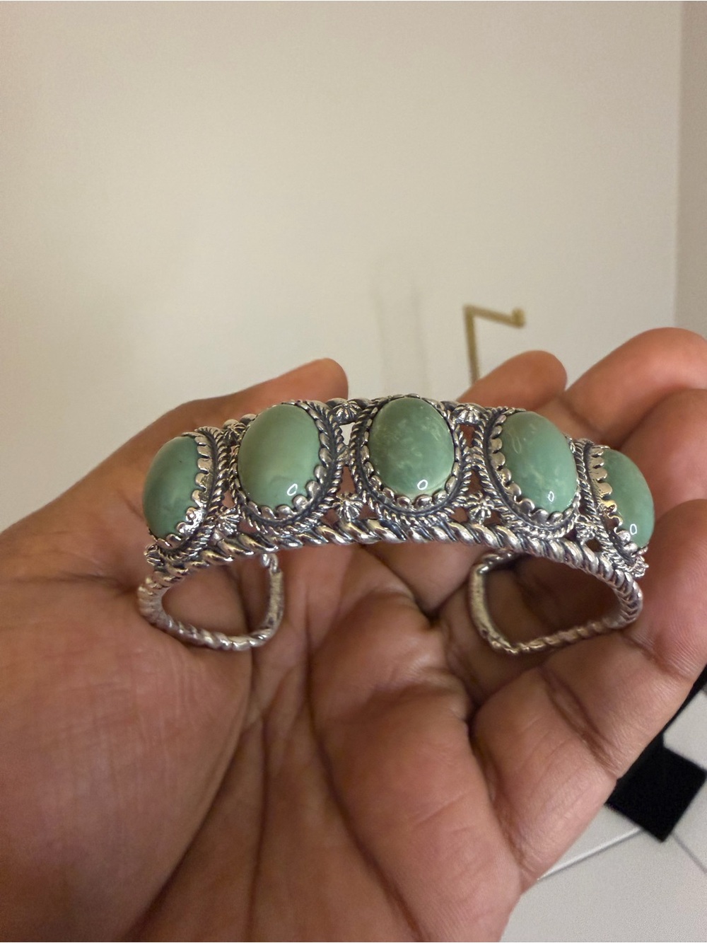 Carolyn Pollack Silver Cuff Bracelet with Green Turquoise